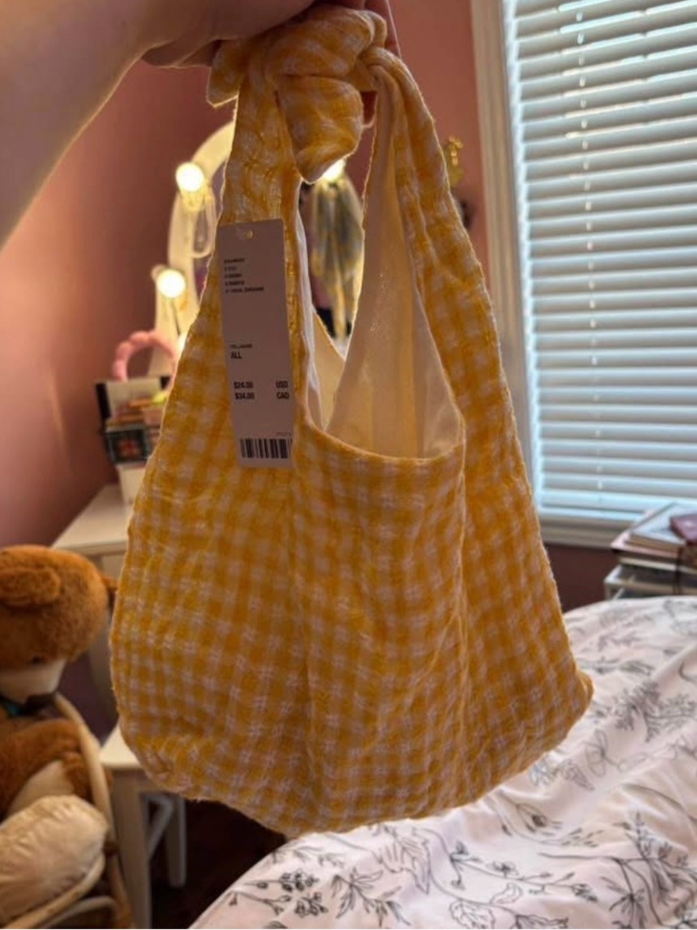 Urban Outfitters Yellow Gingham Tie-Handle Tote - Picture 3 of 4